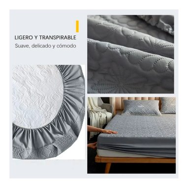 CUBRE COLCHON 2 PLAZAS PROTECTOR DE MANCHA IMPERMEABLE - 2