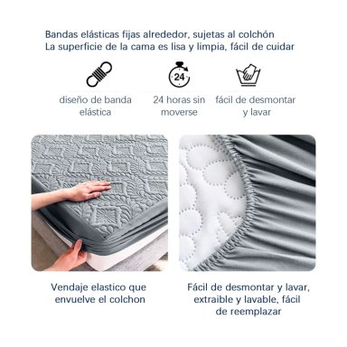 CUBRE COLCHON 2 PLAZAS PROTECTOR DE MANCHA IMPERMEABLE - 3