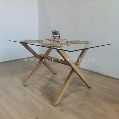 COMEDOR MEDLOCK 140X90CMS + 6 SILLAS MARIPOSA ECOCUERO WOOD BEIGE - 3