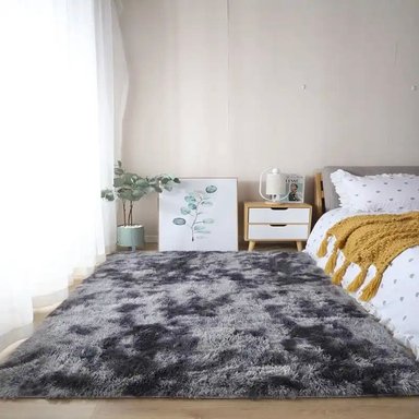 ALFOMBRA SHAGGY PELUDAS GRIS JASPEADO 240 X 200 CM - 1