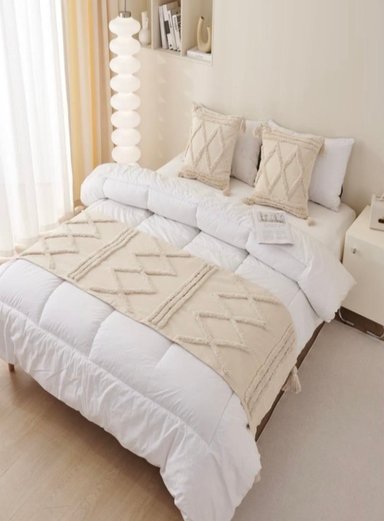 SET PIECERA 210 X 70 CM BEIGE + 2 FUNDAS BOHO ELEGANTES - 3