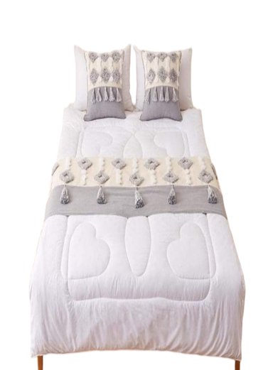 PIECERA BOHO ELEGANTE SIN FUNDAS 210 X 70 CM GRIS - 1