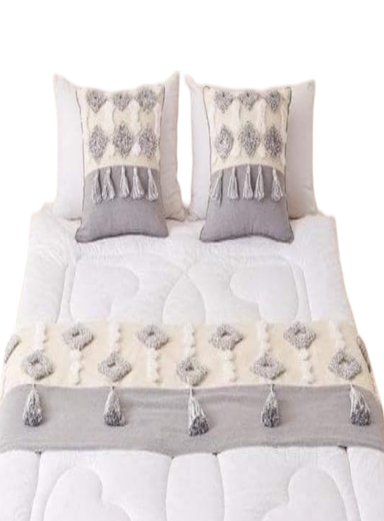PIECERA BOHO ELEGANTE SIN FUNDAS 210 X 70 CM GRIS - 2