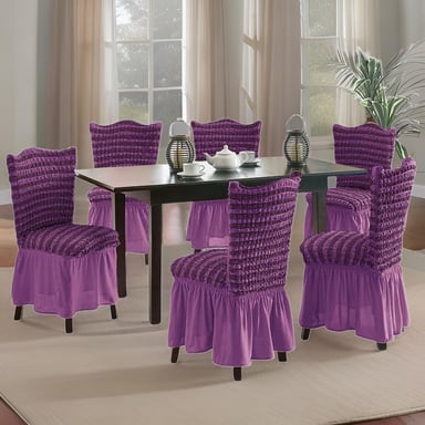 FUNDA PACK 6 SILLA TURCAS DISEÑO LINEAL L10 MORADO - 3