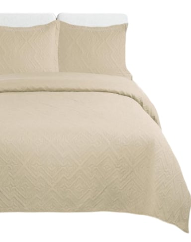 CUBRECAMA 1.5 PLAZAS BEIGE QUILT VERANO E2 - 1