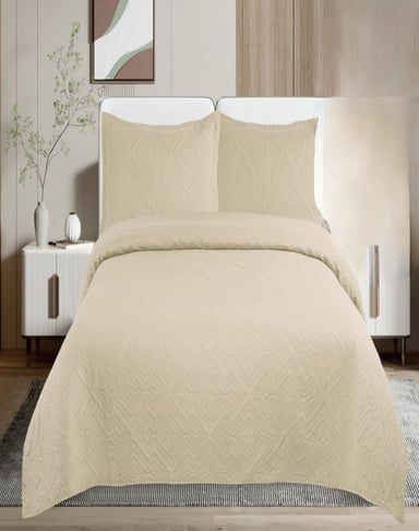 CUBRECAMA 1.5 PLAZAS BEIGE QUILT VERANO E2 - 3