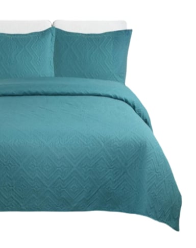 CUBRECAMA 2 PLAZAS TURQUESA QUILT VERANO LIGERO E1 - 1