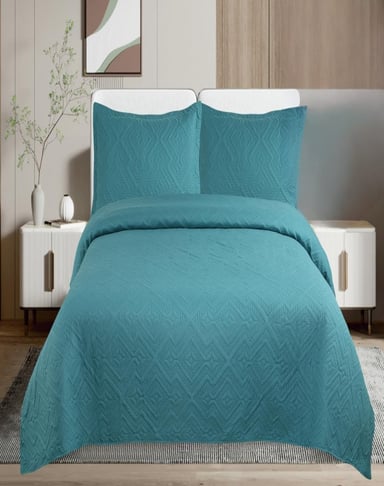 CUBRECAMA 2 PLAZAS TURQUESA QUILT VERANO LIGERO E1 - 3
