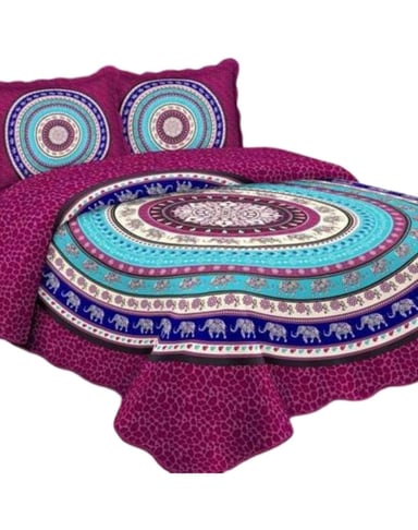 CUBRECAMA MULTICOLOR QUILT 2 PLAZAS+2 FUNDAS VERANO FRESCO 13N02 - 2