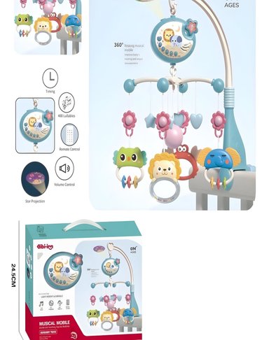 MÓVIL MUSICAL CUNA BEBÉ CON CONTROL Y LUZ 21N7 MULTICOLOR - 2