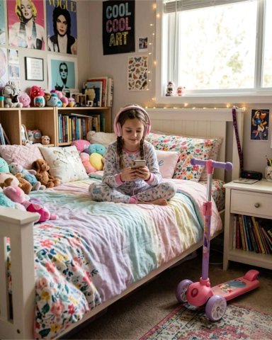 SCOOTER INFANTIL AJUSTABLE CON 3 RUEDAS DE LUCES LED ROSADO - 1