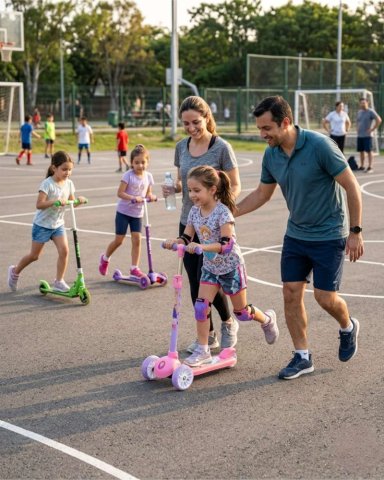 SCOOTER INFANTIL AJUSTABLE CON 3 RUEDAS DE LUCES LED ROSADO - 2