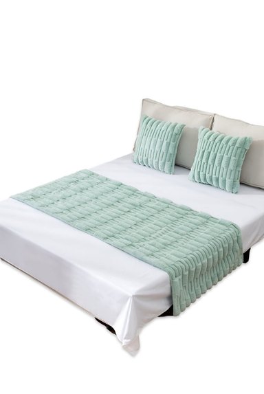 JUEGO DE PIECERA DE CAMA MAS 2 COJIN CON FUNDAS MODELO BAMBÚ VERDE MENTA - 2