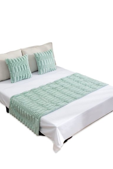 JUEGO DE PIECERA DE CAMA MAS 2 COJIN CON FUNDAS MODELO BAMBÚ VERDE MENTA - 3