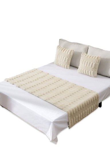JUEGO DE PIECERA DE CAMA CON 2 FUNDAS MODELO BAMBÚ BEIGE - 3