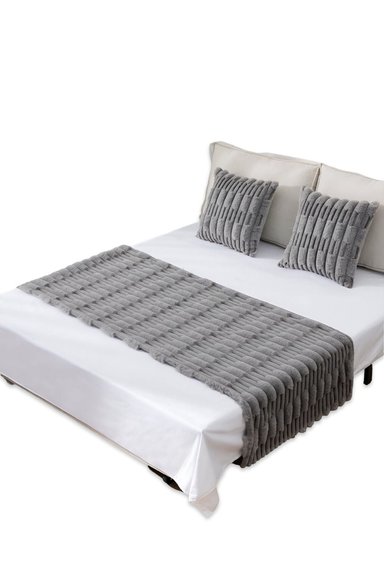 PIECERA DE CAMA DECORATIVA MODELO BAMBÚ GRIS - 2