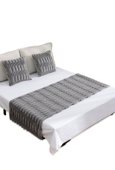 PIECERA DE CAMA DECORATIVA MODELO BAMBÚ GRIS - 3