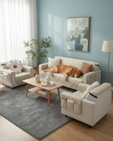 JUEGOS 3+1+1 DE CUBRE SILLON REVERSIBLES CON BOLSAS - 1