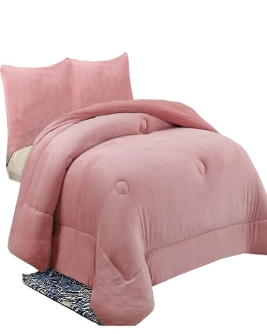 PLUMÓN CUBRECAMA CON CHIPORRO INVIERNO 2 PLAZAS ROSA - 1
