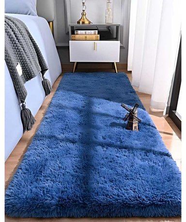 ALFOMBRA PELUDA PASILLERA LIVIANA 70X150 ULTRA SUAVE AZUL - 3