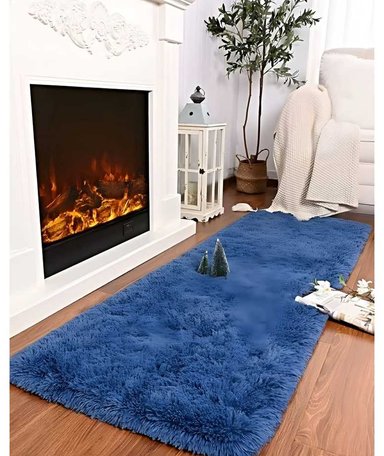ALFOMBRA PELUDA PASILLERA LIVIANA 70X150 ULTRA SUAVE AZUL - 4