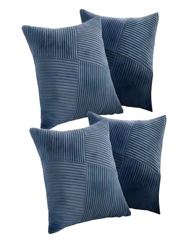 PACK DE 4 FUNDAS DE COJIN FELPA AZUL - 1