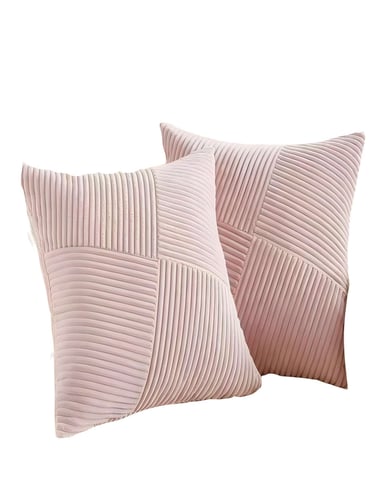 PACK DE 2 FUNDAS DE COJIN FELPA ROSA - 1