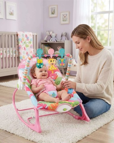 SILLA MECEDORA MULTIFUNCIONAL DE BEBE ROSA 3 EN 1 - 5