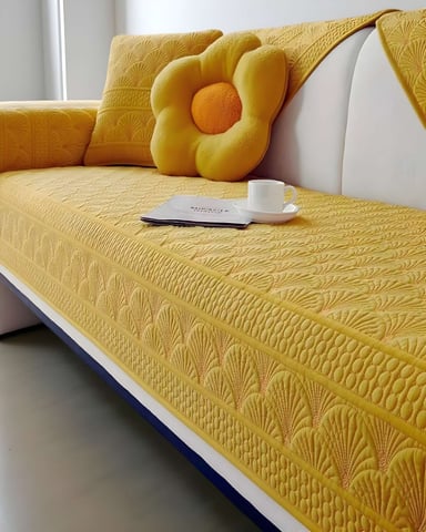 PACK DE 5 FUNDAS PARA SOFA CON DISEÑO AMARILLO - 3