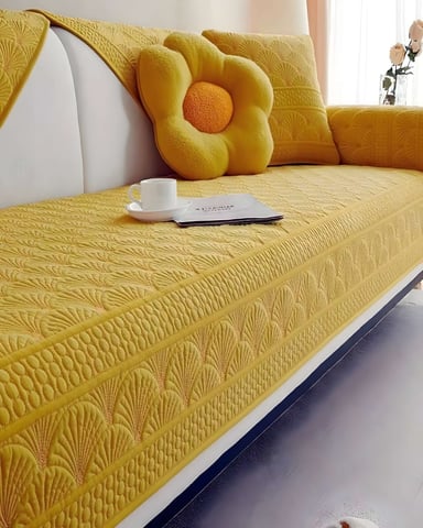 PACK DE 5 FUNDAS PARA SOFA CON DISEÑO AMARILLO - 4