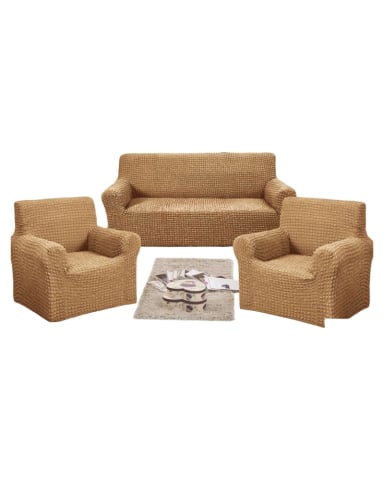 SET DE FUNDAS CUBRE SILLON 3+1+1 - MODELO CUADRILLE CAFE - 1