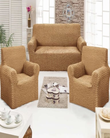 SET DE FUNDAS CUBRE SILLON 3+1+1 - MODELO CUADRILLE CAFE - 4