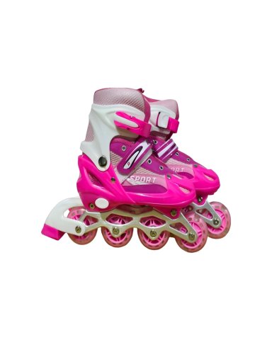 PATIN LINEAL CON LUCES Y KIT TALLA M 35-38 ROSADO - 1
