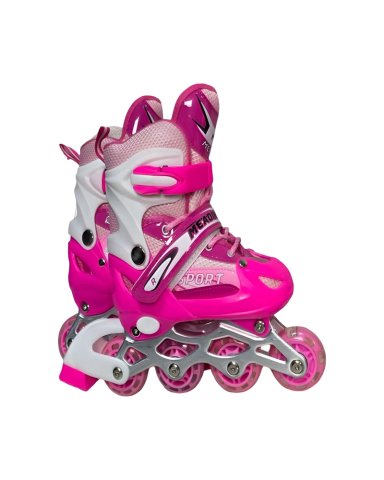PATIN LINEAL CON LUCES Y KIT TALLA M 35-38 ROSADO - 2