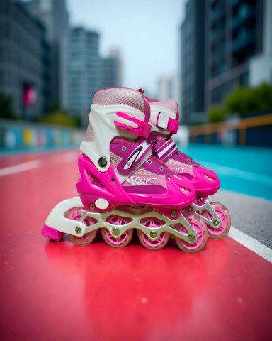 PATIN LINEAL CON LUCES Y KIT TALLA M 35-38 ROSADO - 3
