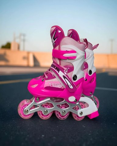 PATIN LINEAL CON LUCES Y KIT TALLA M 35-38 ROSADO - 4