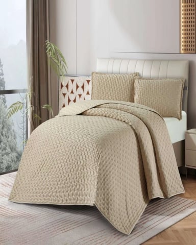 CUBRECAMA 2 PLAZAS DE LUJO EXTRA SUAVE CON RELIEVES DE TUFTING - 4