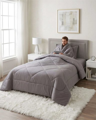 CUBRECAMA PLUMON NORDICO PLAZA Y MEDIA GRIS - 5