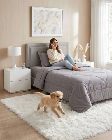 CUBRECAMA PLUMON NORDICO 1 PLAZA GRIS - 1
