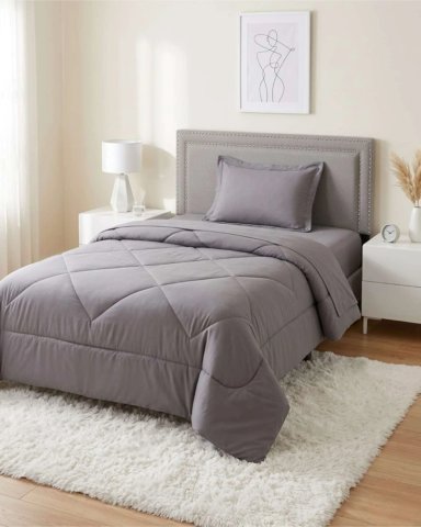 CUBRECAMA PLUMON NORDICO 1 PLAZA GRIS - 3