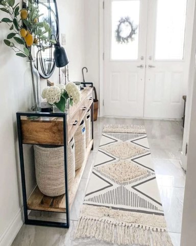 ALFOMBRA DE LINO BAJADA DE CAMA ESTILO BOHO MEDIDA 60 CM X 90 CM - 2
