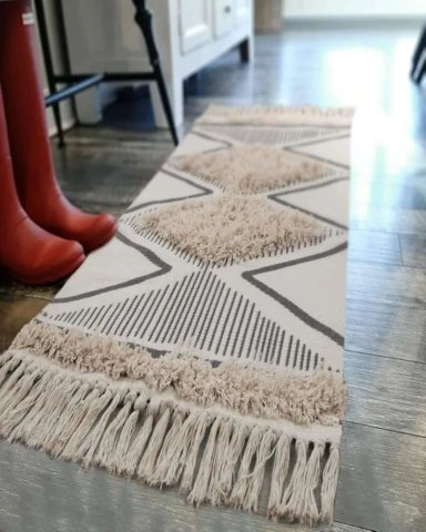 ALFOMBRA DE LINO BAJADA DE CAMA ESTILO BOHO MEDIDA 60 CM X 90 CM - 3