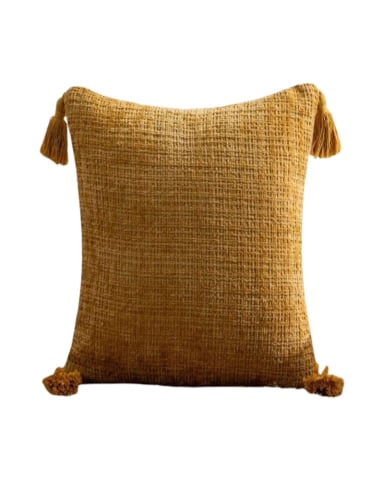 FUNDAS DE COJIN CUADRADAS  CHENILLE CON BORLAS PACK DE 2 PIEZAS - 1