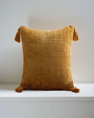FUNDAS DE COJIN CUADRADAS  CHENILLE CON BORLAS PACK DE 2 PIEZAS - 2