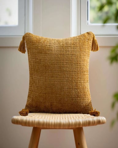 FUNDAS DE COJIN CUADRADAS  CHENILLE CON BORLAS PACK DE 2 PIEZAS - 3