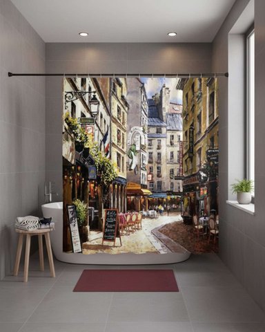 CORTINA DE BAÑO TELA GE NERO + FORRO IMPERMEABLE - 3
