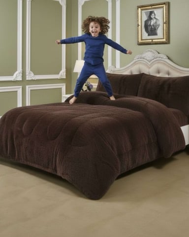 PLUMON CUBRECAMA 2 PLAZAS SHERPA PELUDO INVIERNO DISEÑO SUAVE - 5