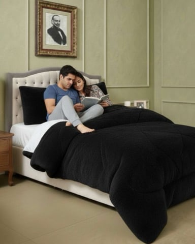 PLUMON CUBRECAMA 2 PLAZAS SHERPA PELUDO INVIERNO DISEÑO SUAVE - 1