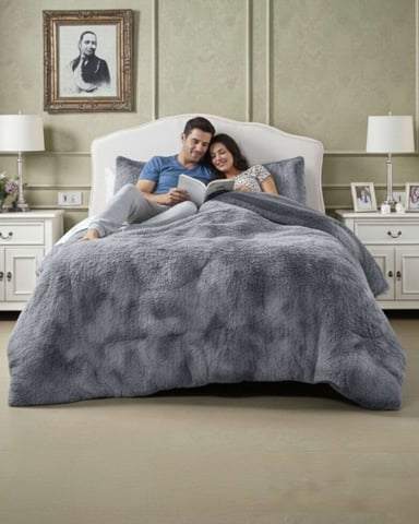 PLUMON CUBRECAMA 2 PLAZAS SHERPA PELUDO INVIERNO DISEÑO SUAVE - 2