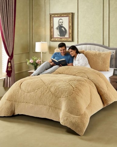 PLUMON CUBRECAMA 2 PLAZAS SHERPA PELUDO INVIERNO DISEÑO SUAVE - 1